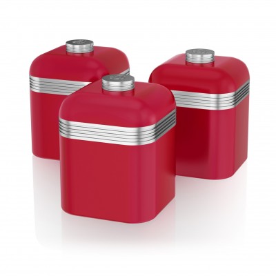 Retro Set of 3 Canisters RED 